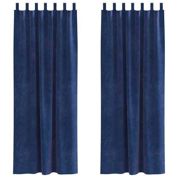 vidaXL Cortinas opacas 2 pcs Azul Escuro 140 x 260 cm Veludo