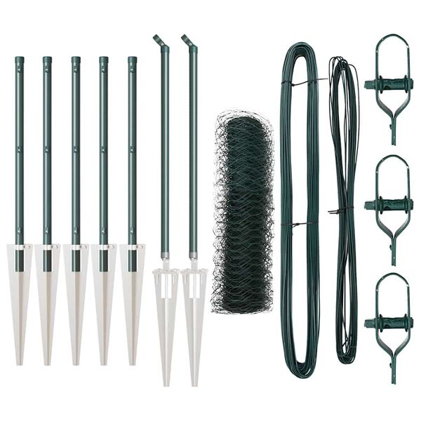 vidaXL Poste de Cerca Verde 10 x 0,5 m (malha de 36 mm) A&ccedil;o e PVC