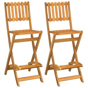 vidaXL Bancos de bar de exterior dobr&aacute;veis 2 pcs madeira ac&aacute;cia maci&ccedil;a