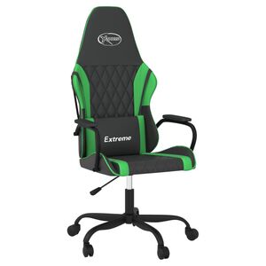 vidaXL Cadeira gaming couro artificial preto e verde