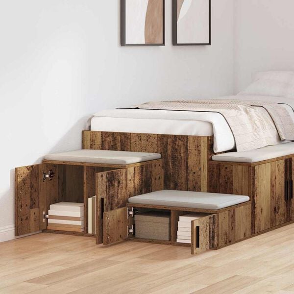 vidaXL Arm&aacute;rio de arruma&ccedil;&atilde;o 2 pcs Madeira antiga 127 x 41 x 40 cm