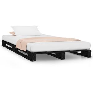 vidaXL Cama de paletes pequena de solteiro 75x190cm pinho maci&ccedil;o preto