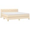 vidaXL Cama box spring c/ colch&atilde;o e LED 160x200 cm tecido cor creme