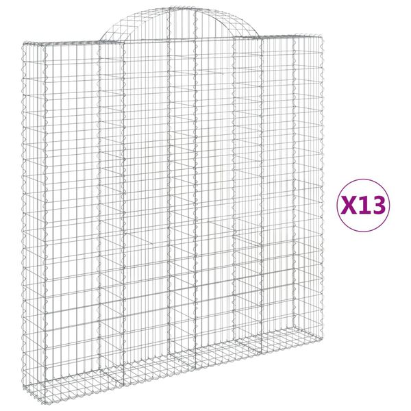 vidaXL Cestos gabi&atilde;o arqueados 13 pcs 200x30x200/220 ferro galvanizado