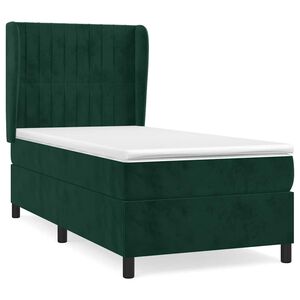 vidaXL Cama com molas/colch&atilde;o 80x200 cm veludo verde-escuro