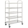 vidaXL Carrinho de cozinha de 5 n&iacute;veis 107x55x147 cm a&ccedil;o inoxid&aacute;vel