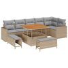vidaXL Conjunto de Sof&aacute; de Jardim 9 unid. Bege vime PE