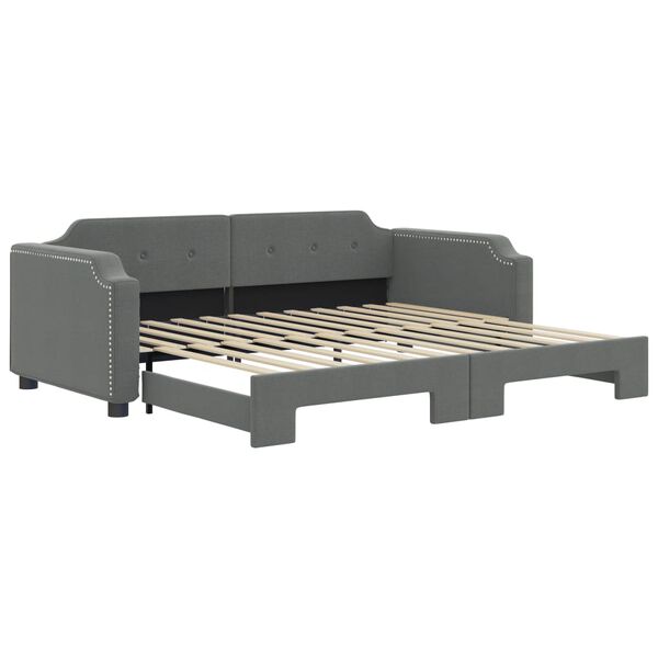 vidaXL Sofá-cama com gavetão 90x190 cm tecido cinzento-escuro