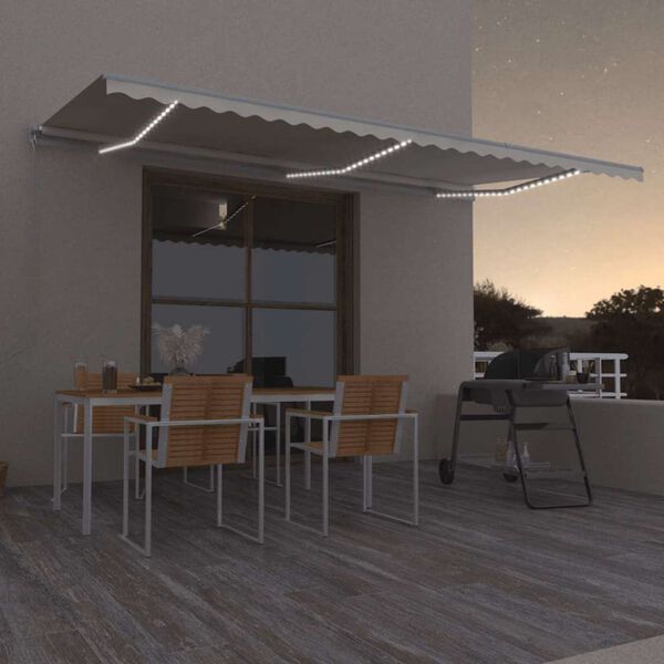 vidaXL Toldo retrátil manual com LED 600x300 cm cor creme