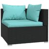vidaXL 5 pcs conjunto lounge de jardim c/ almofadões vime PE preto