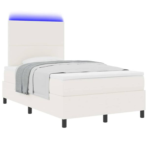 vidaXL Cama Box Manual Creme e Branco 203 x 120 x 128 cm