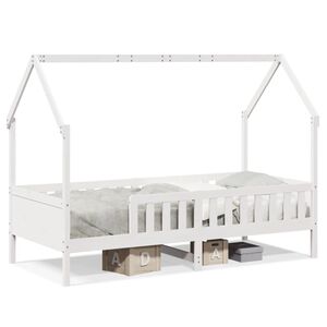 vidaXL Cama infantil formato de casa 90x190 cm pinho maci&ccedil;o branco