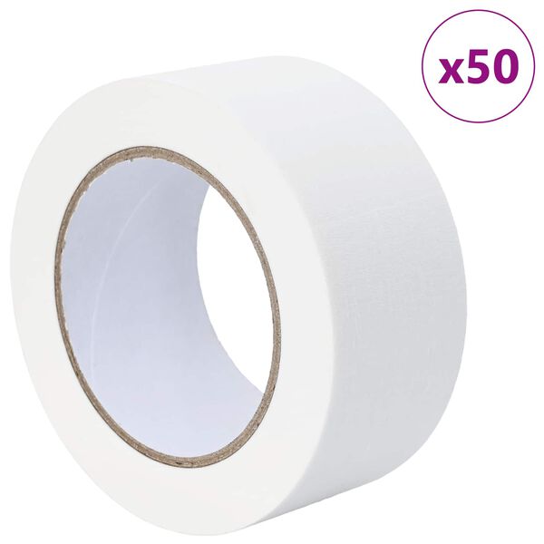 vidaXL Fitas de M&aacute;scara para Pintores 50 pcs Branco 50mm x 50m Papel