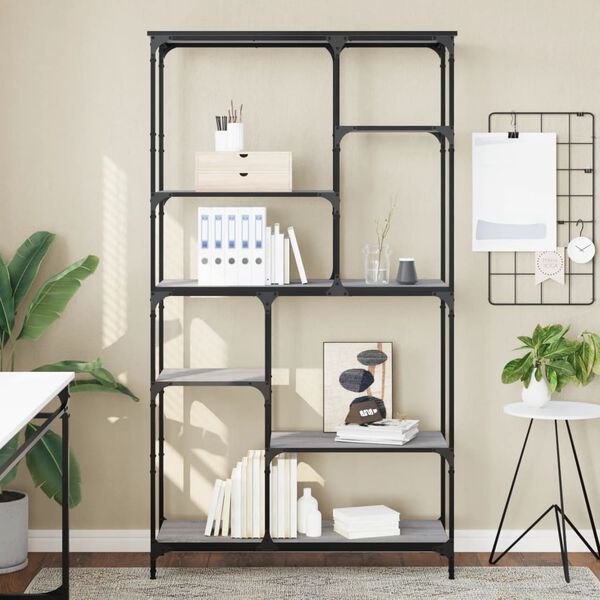 vidaXL Estante 99x35,5x176 cm derivados de madeira/a&ccedil;o cinzento sonoma