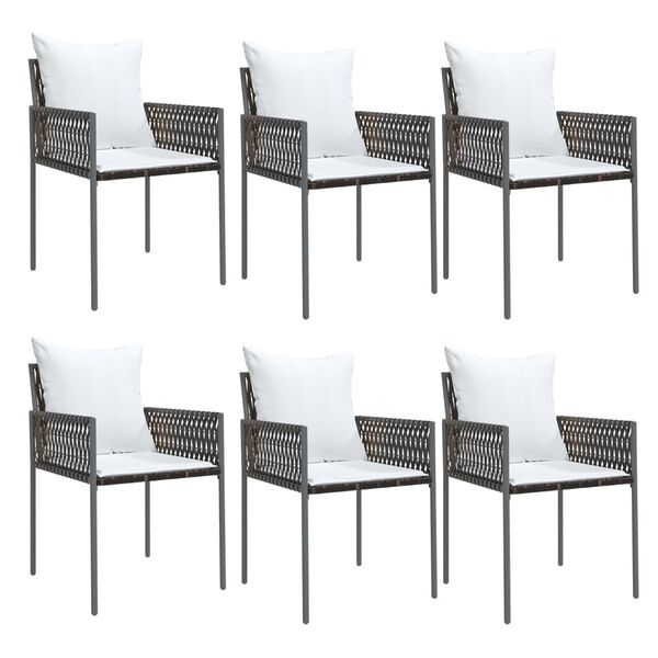 vidaXL 7 pcs conjunto de jantar p/ jardim c/ almofadões vime PE e aço