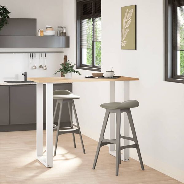 vidaXL P&eacute;s de mesa de bar em forma de U, 2 pe&ccedil;as, branco, 60x (110-111) cm, a&ccedil;o