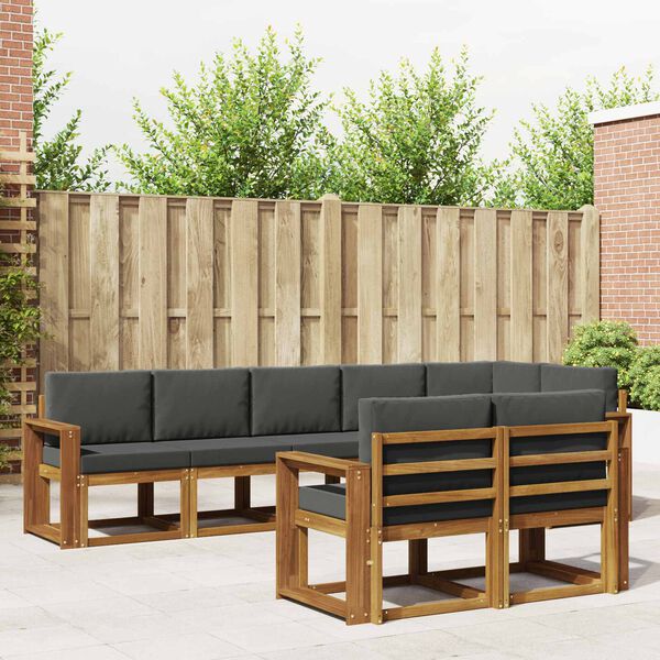 vidaXL Conjunto de Sof&aacute;s para Exterior 8 pcs Natural e Antracite