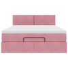 vidaXL Estrutura de cama otomana com colch&atilde;o 140x190 cm veludo rosa