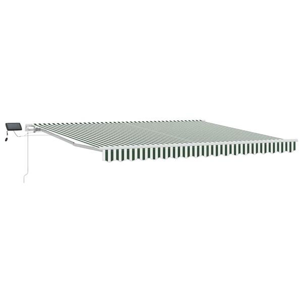 vidaXL Toldo Retr&aacute;til Manual Verde e Branco 400 &times; 300 cm Tecido e A&ccedil;o