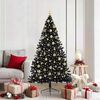 vidaXL &Aacute;rvore de Natal Artificial Pr&eacute;-iluminada Preto 180 cm PVC