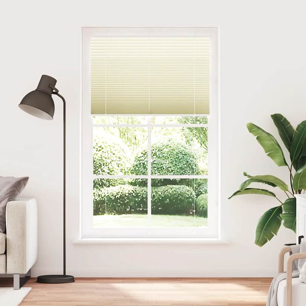 vidaXL Plissado Cego Creme 115x200 cm Largura Tecido 114,4cm Poli&eacute;ster