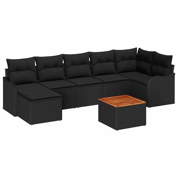 vidaXL Conjunto de Sofá de Jardim 8 pcs Preto Rattan Sintético