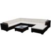 vidaXL 8 pcs conjunto lounge jardim c/ almofad&otilde;es vime PE castanho