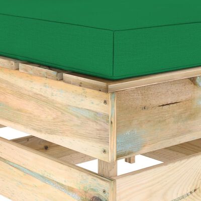 vidaXL Otomano seccional com almofadão madeira impregnada verde