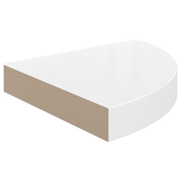 vidaXL Prateleira de canto flutuante branco brilhante 25x25x3,8 cm MDF
