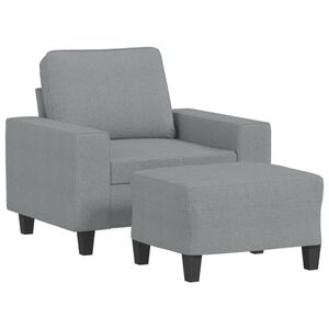 vidaXL Poltrona com apoio de p&eacute;s 60 cm tecido cinzento-claro