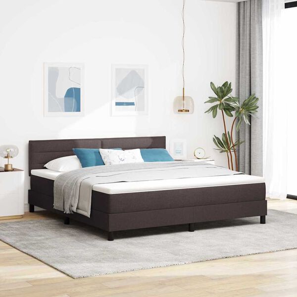 vidaXL Cama Box com colch&atilde;o Marrom Escuro 180 x 200 cm tecido