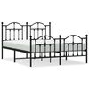 vidaXL Estrutura de cama com cabeceira e p&eacute;s 135x190 cm metal preto