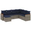vidaXL Conjunto de sof&aacute; de jardim com 7 pe&ccedil;as e almofadas em rattan sint&eacute;tico cinza