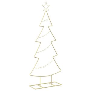 vidaXL &Aacute;rvore de Natal de metal com suporte KUOPIO 125 cm A&ccedil;o Ouro