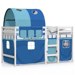 vidaXL Cama alta para crian&ccedil;a com t&uacute;nel 90x190 cm pinho maci&ccedil;o azul