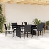 vidaXL 7 pcs conjunto de jantar p/ jardim c/ almofad&otilde;es vime PE preto