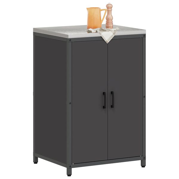 vidaXL Armazenamento de Cozinha com porta Preto 60 x 50 x 92 cm A&ccedil;o