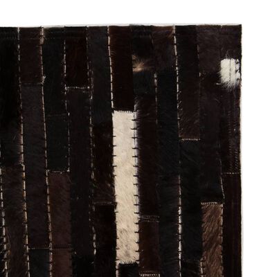 vidaXL Tapete de couro retalhos 80x150 cm riscas preto/branco