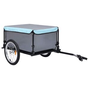 vidaXL Reboque de carga para bicicleta 65 kg cinzento e azul