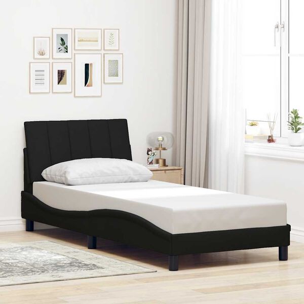 vidaXL Estrutura de cama sem colch&atilde;o Hanko 90x200 cm tecido preto