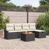 vidaXL Conjunto de Sof&aacute; de Jardim 6 pcs Preto Rattan Sint&eacute;tico