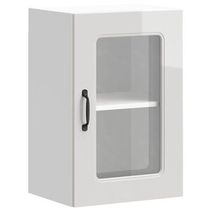 vidaXL Arm&aacute;rio parede de cozinha porta vidro Kalmar branco alto brilho