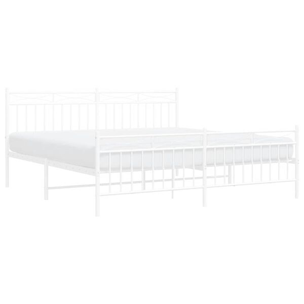 vidaXL Estrutura de cama com cabeceira e p&eacute;s 183x213 cm metal branco