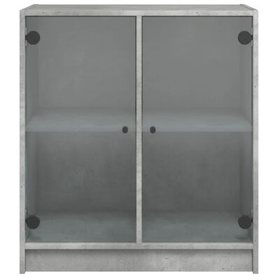 vidaXL Armário de apoio c/ portas de vidro 68x37x75,5 cm cinza cimento