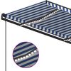 vidaXL Toldo autom&aacute;tico c/ LED e sensor de vento 5x3,5 m azul e branco