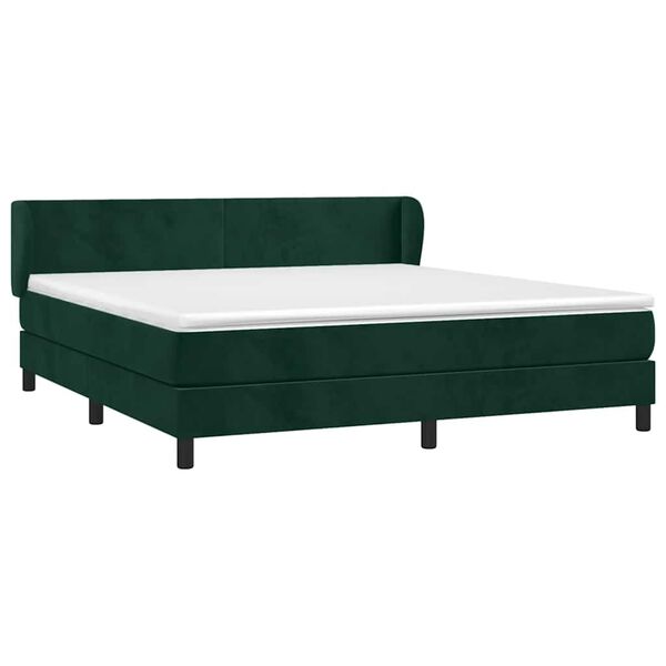 vidaXL Cama com molas/colch&atilde;o 180x200 cm veludo verde-escuro