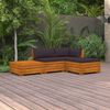 vidaXL 4 pcs conj. lounge jardim c/ almofad&otilde;es madeira ac&aacute;cia maci&ccedil;a
