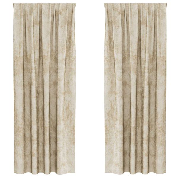 vidaXL Cortinas de Veludo com cortinas 2 pcs Creme 260 x 140 cm Veludo