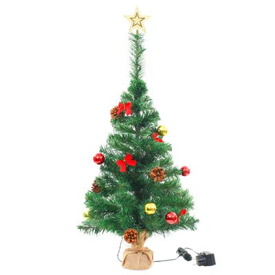 vidaXL Árvore Natal artificial decorada c/ enfeites e LEDs 64 cm verde