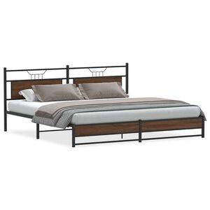 vidaXL Estrutura cama sem colch&atilde;o 193x201 cm metal carvalho castanho